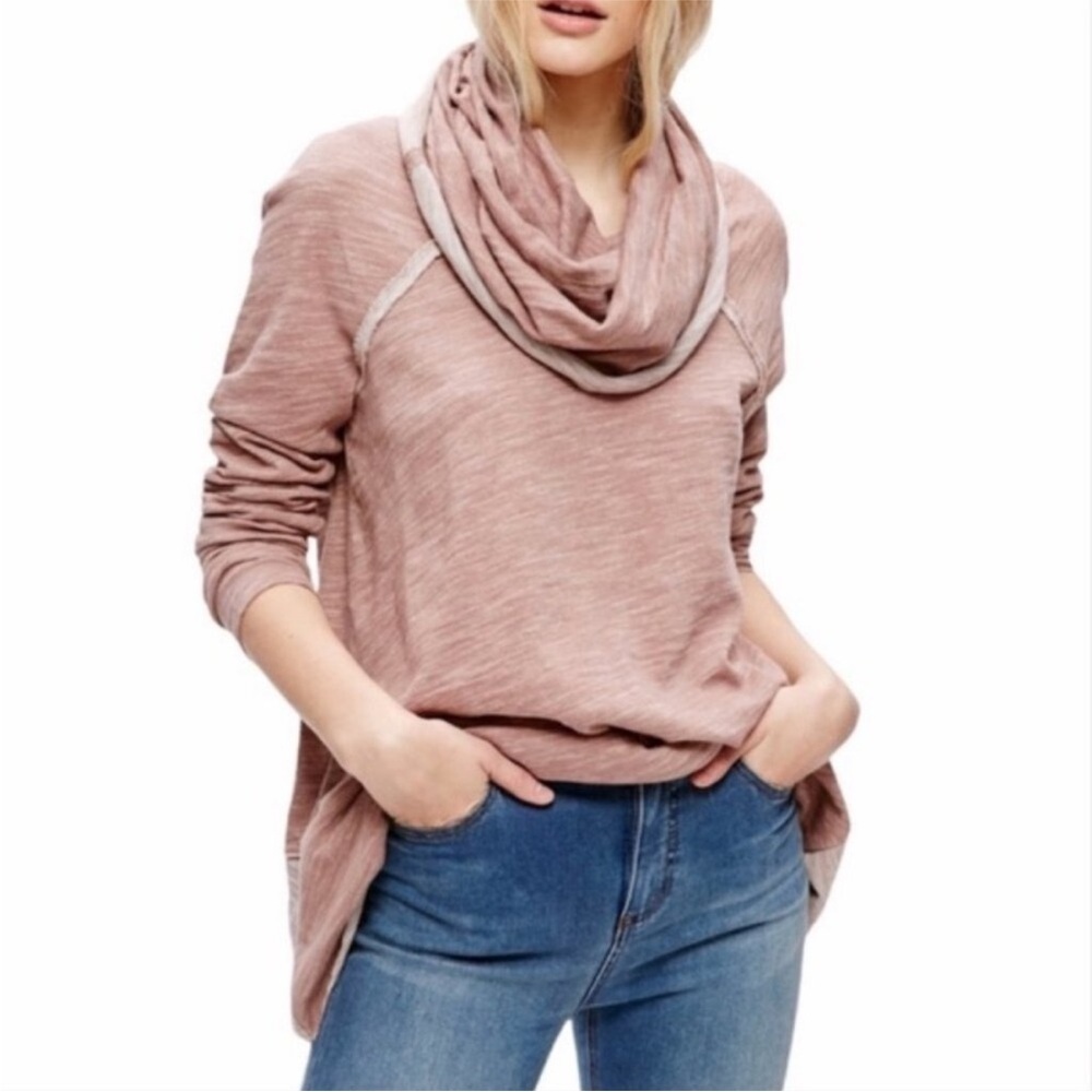 Free People Beach Cocoon Cowl Neck Oversized Pullover Small/Medium Dusty Pink